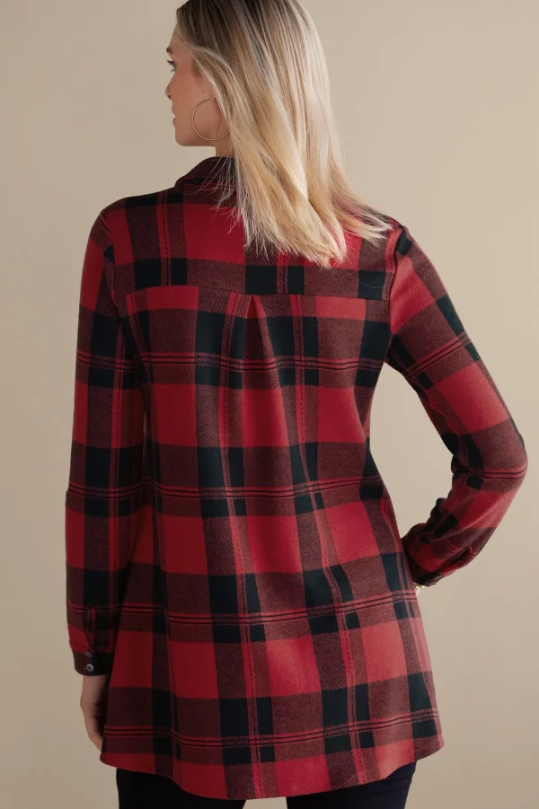 Into The Blues | Wear Now Styles-Soft Surroundings Mad About Plaid Tunic Light Blue Plaid
