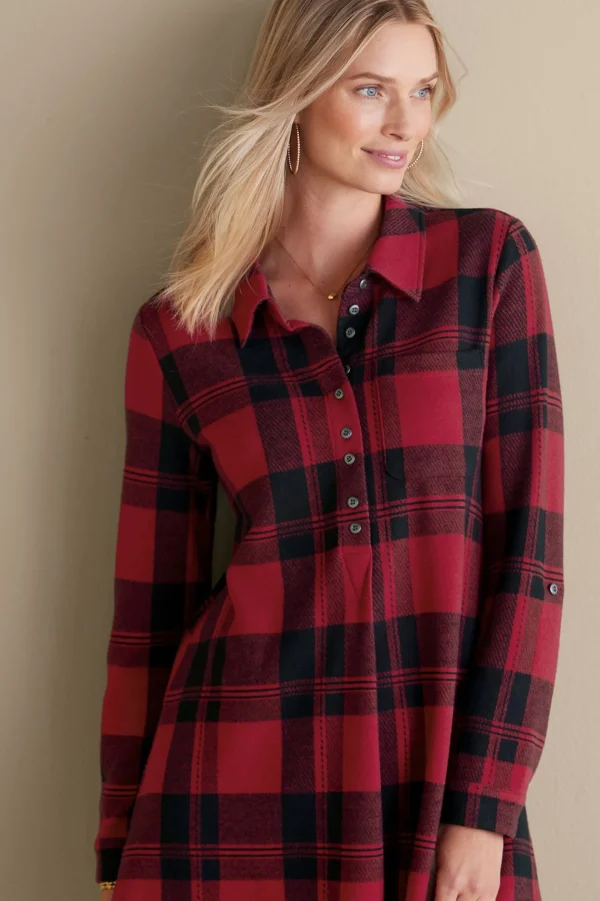 Into The Blues | Wear Now Styles-Soft Surroundings Mad About Plaid Tunic Light Blue Plaid