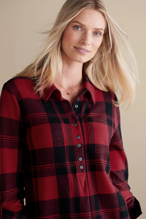 Into The Blues | Wear Now Styles-Soft Surroundings Mad About Plaid Tunic Light Blue Plaid