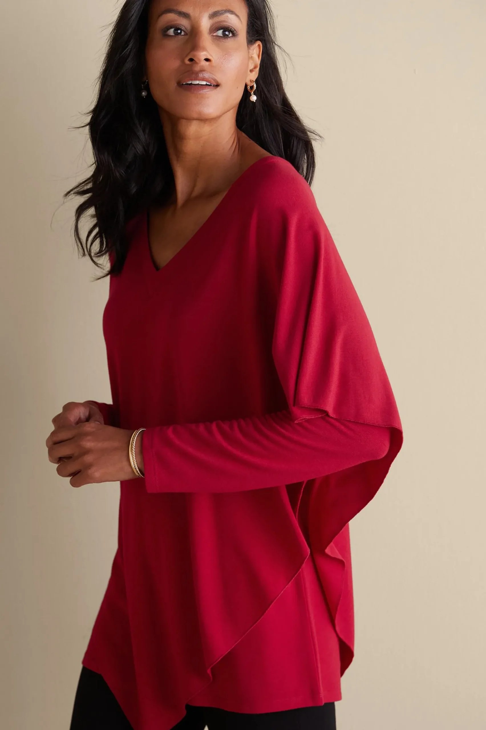 madeline_tunic_4.webp Everyday Styles | long sleeve-Soft Surroundings Madeline Tunic Sangria Red