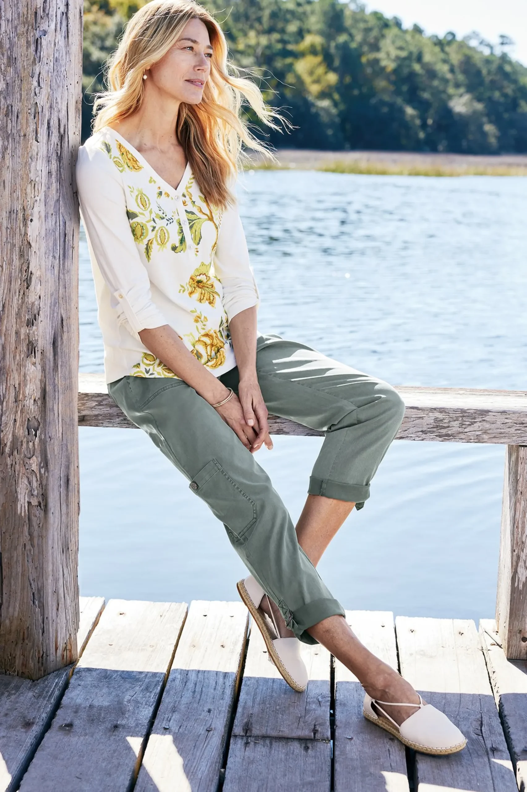 maja_printed_pullover_3.webp Wear Now Styles | long sleeve-Soft Surroundings Maja Printed Pullover Green Florals