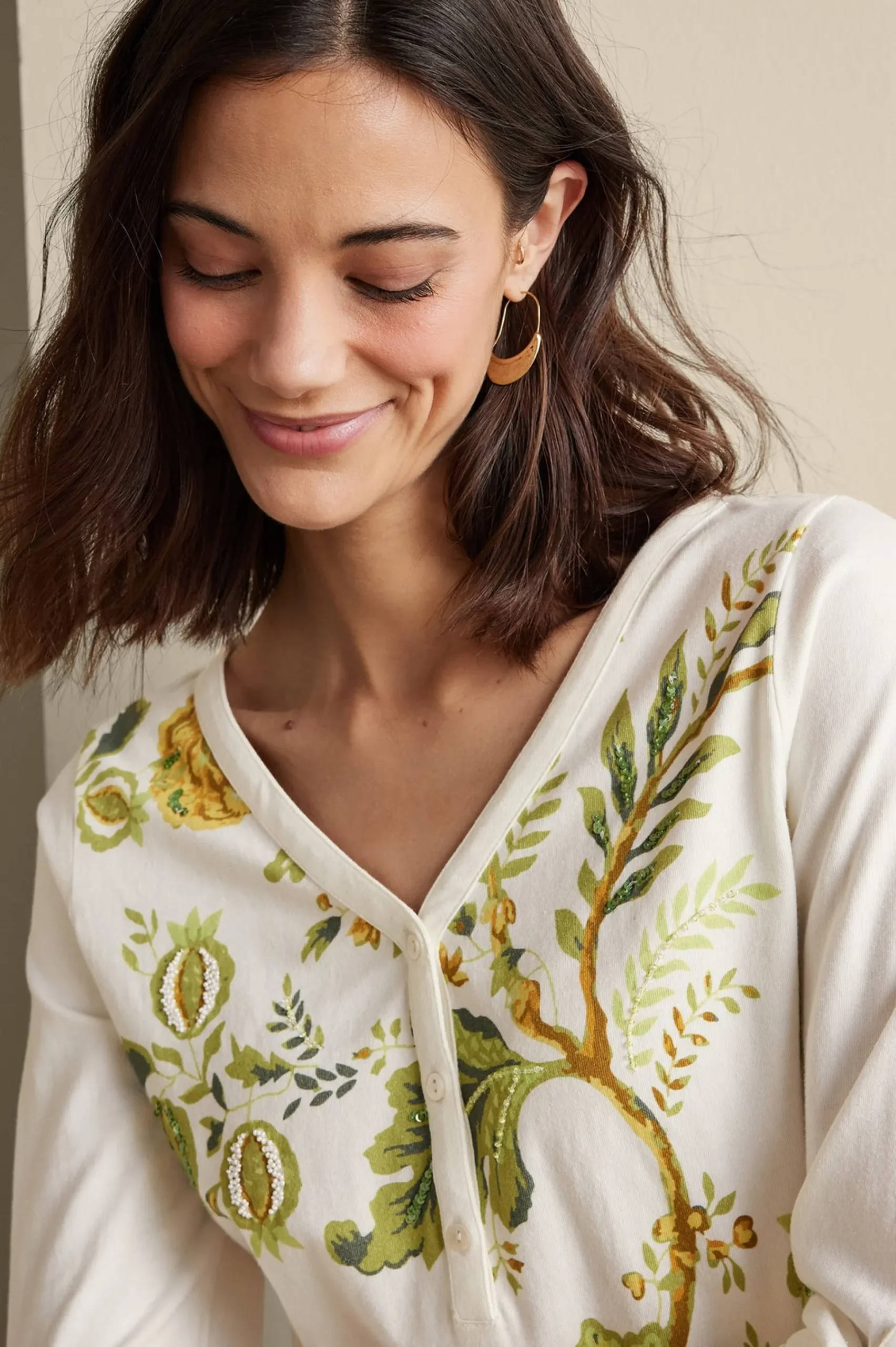 maja_printed_pullover_4.webp Wear Now Styles | long sleeve-Soft Surroundings Maja Printed Pullover Green Florals