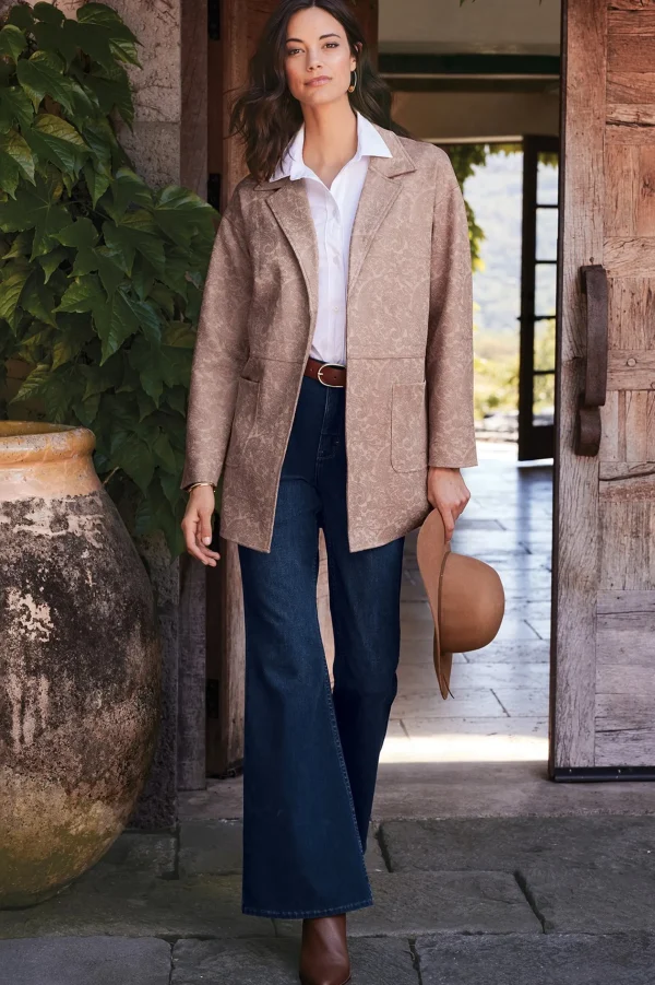 Jackets & Coats-Soft Surroundings Malika Faux Suede Jacket Driftwood Paisley