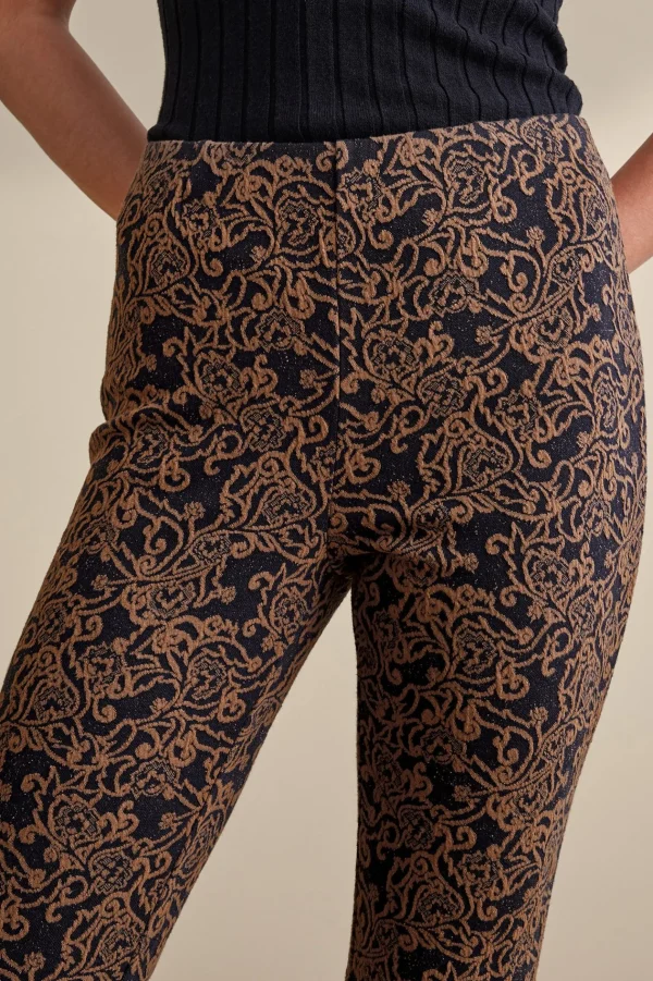 full length-Soft Surroundings Mara Jacquard Pants Black/Brown