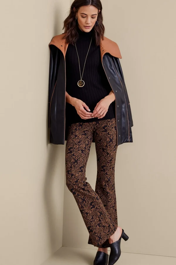 full length-Soft Surroundings Mara Jacquard Pants Black/Brown