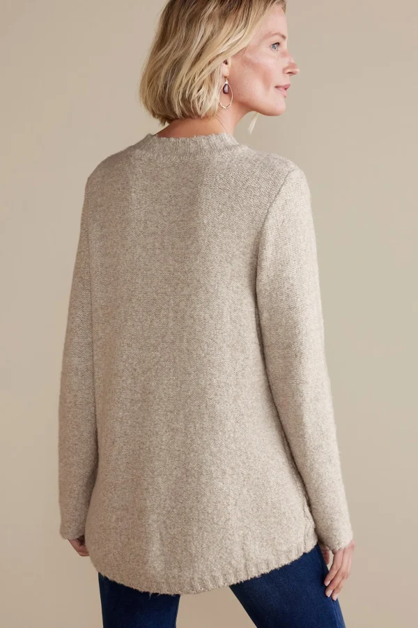 Sweaters & Cardigans | long sleeve-Soft Surroundings Marianna Cable Sweater Heather Taupe