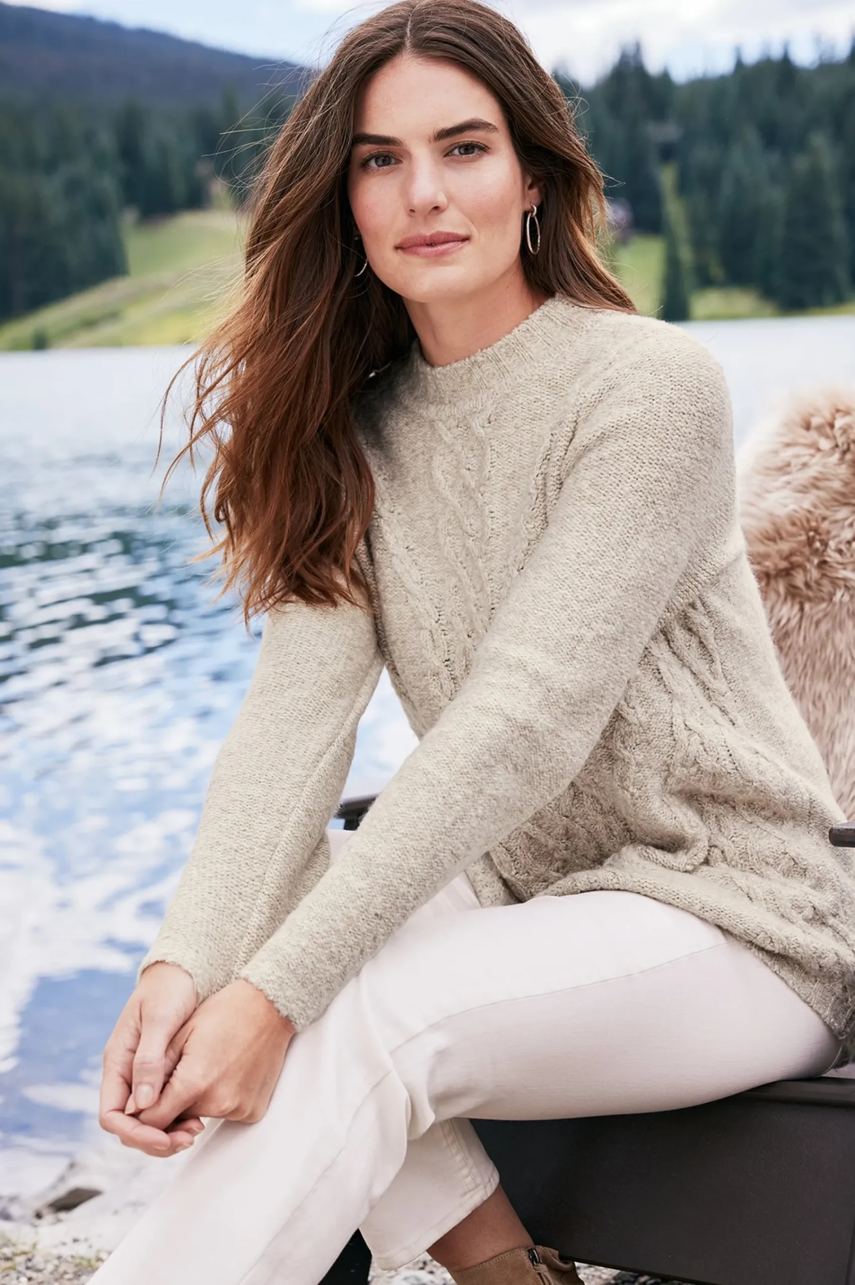 marianna_cable_sweater_3.webp Sweaters & Cardigans | long sleeve-Soft Surroundings Marianna Cable Sweater Heather Taupe