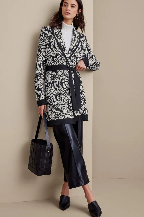 Feminine Flourish | Sweaters & Cardigans-Soft Surroundings Marika Jacquard Cardigan Antique White