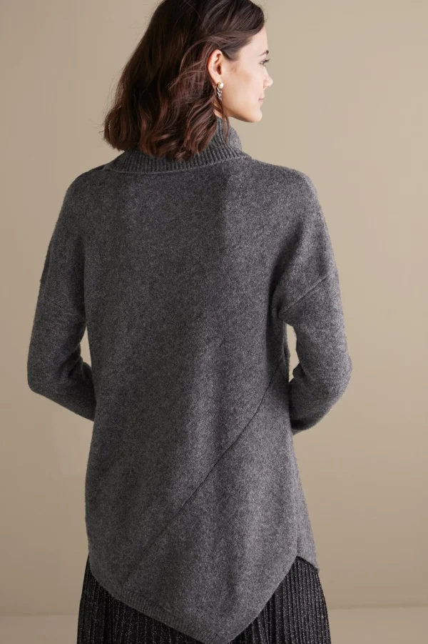 Sweaters & Cardigans | long sleeve-Soft Surroundings Maxine Sweater Dark Grey Heather