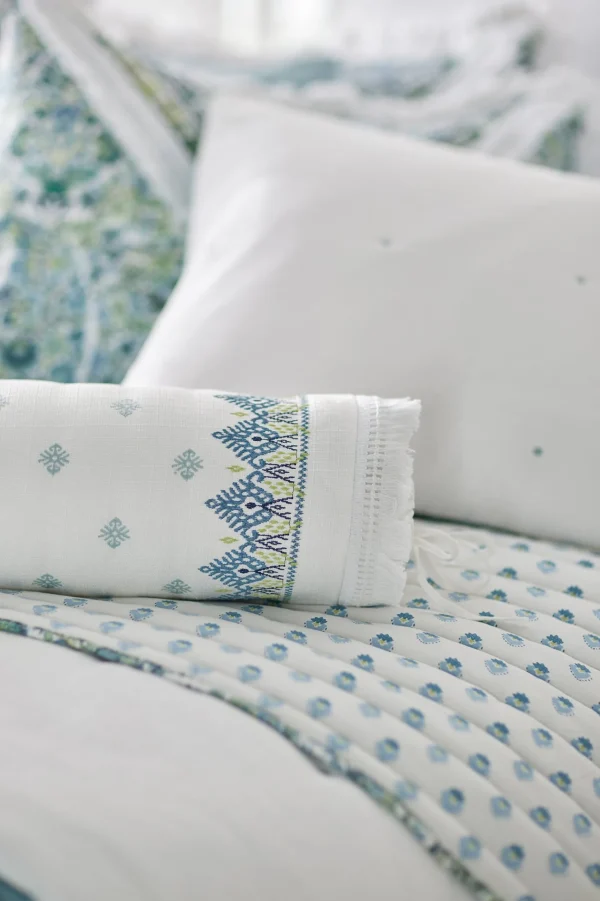 pillows-Soft Surroundings Melanie Embroidered Bolster White