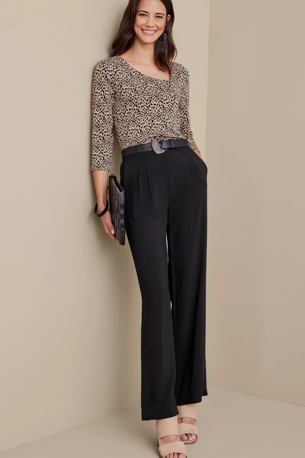 full length | wide leg-Soft Surroundings Melita Wide Leg Pants Black
