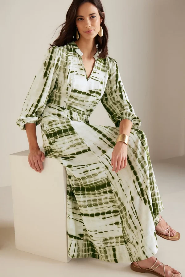 Global Artistry | patterned-Soft Surroundings Melody Dress Green Tie Dye