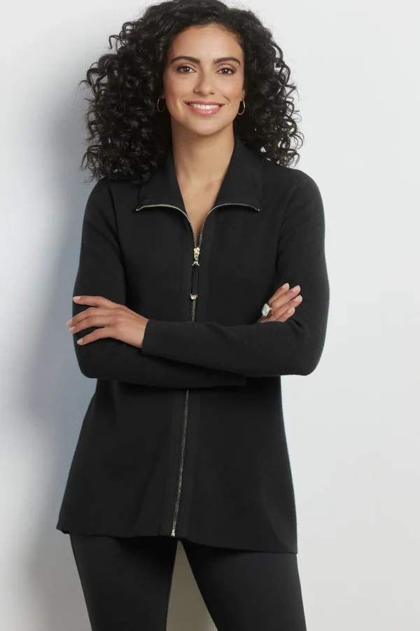 Everyday Styles | Sweaters & Cardigans-Soft Surroundings Meria Zip Sweater Black
