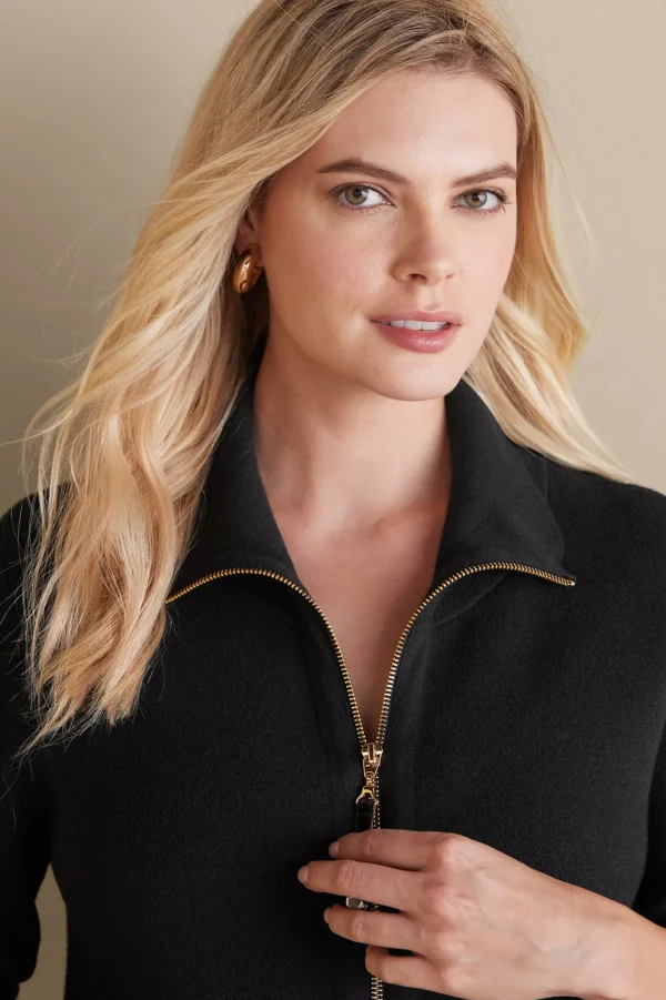Everyday Styles | Sweaters & Cardigans-Soft Surroundings Meria Zip Sweater Black