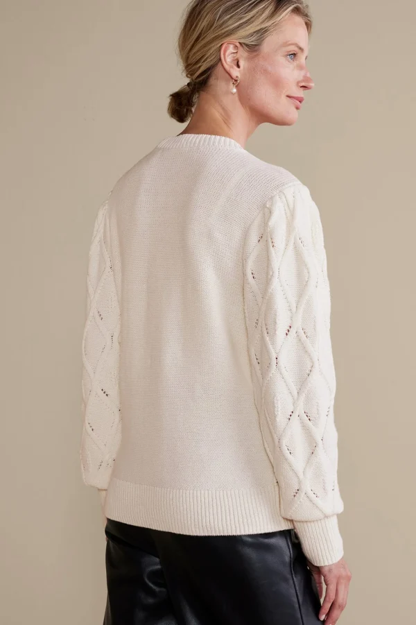 Everyday Styles | Sweaters & Cardigans-Soft Surroundings Meryl Cable Cardigan Ivory Pearl