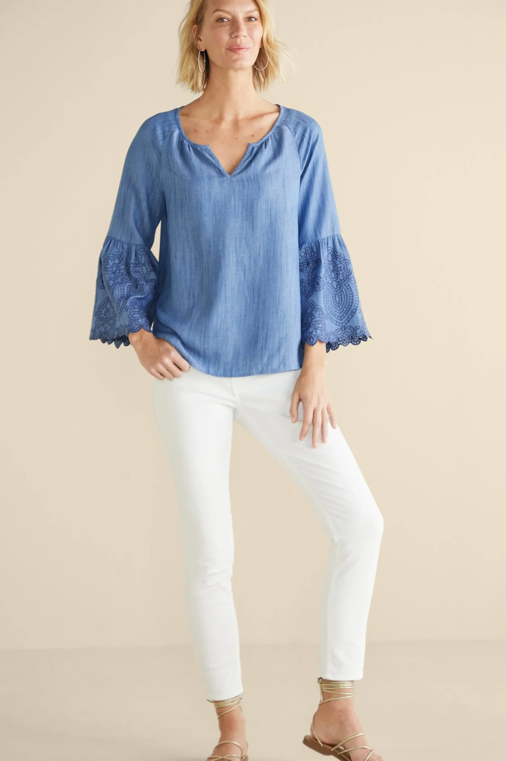 misty_tencel_shirt_1.webp Feminine Flourish | Into The Blues-Soft Surroundings Misty TENCEL™ Shirt Medium Wash