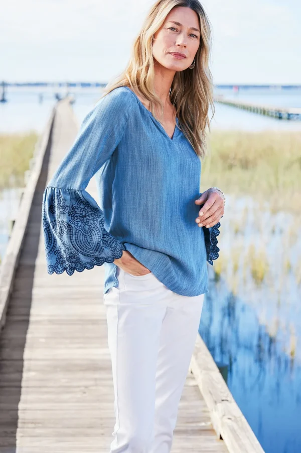 Feminine Flourish | Into The Blues-Soft Surroundings Misty TENCEL™ Shirt Medium Wash
