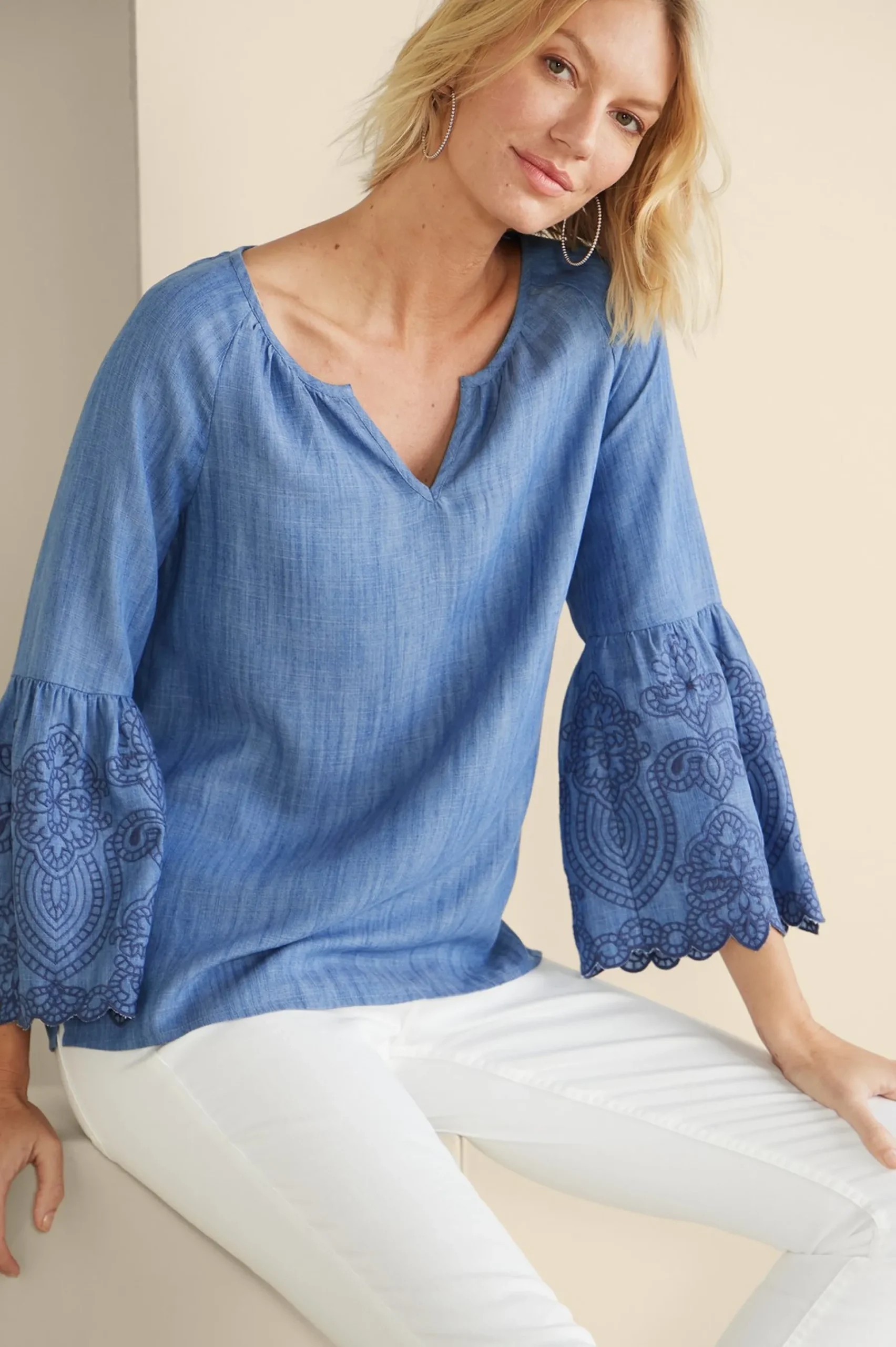 misty_tencel_shirt_5.webp Feminine Flourish | Into The Blues-Soft Surroundings Misty TENCEL™ Shirt Medium Wash