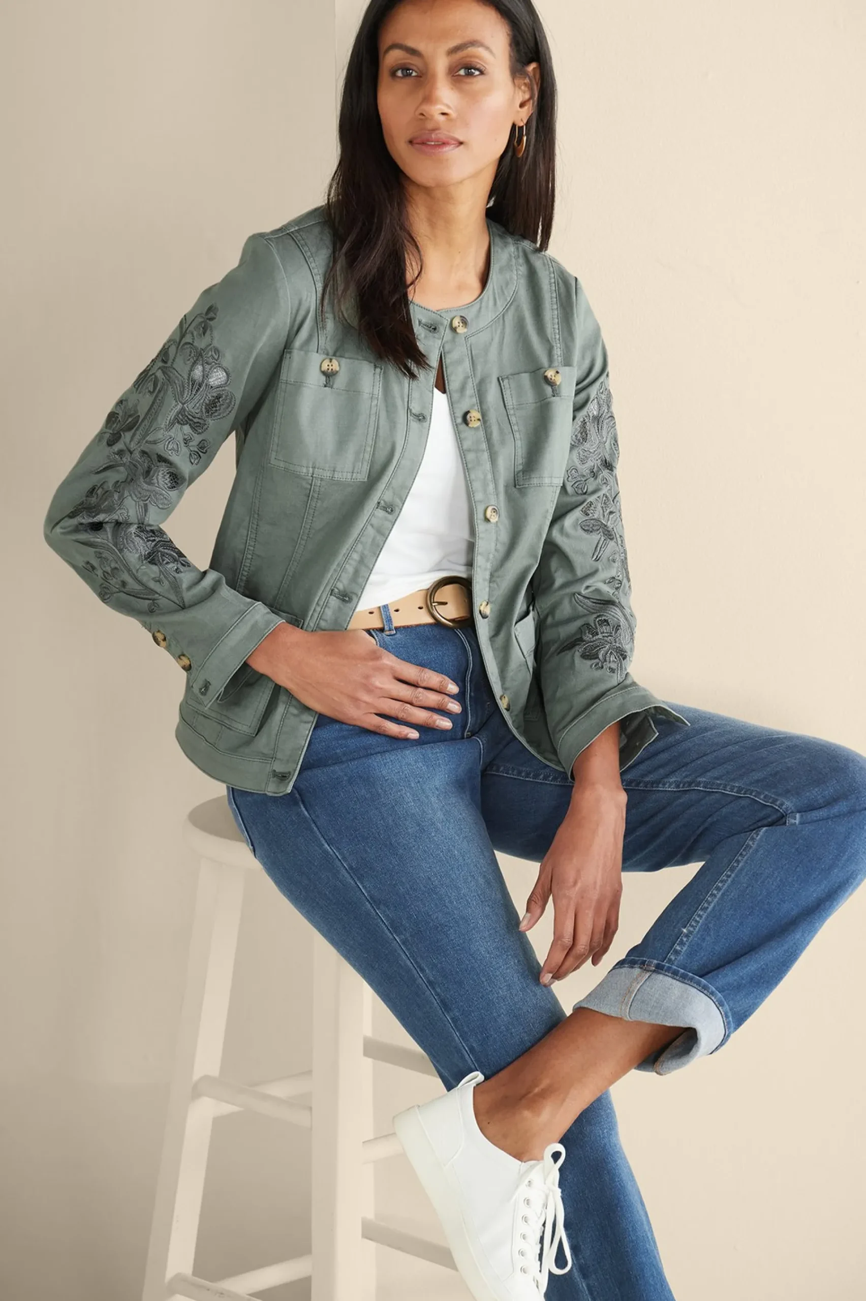 monterey_utility_jacket_4.webp Feminine Flourish | Wear Now Styles-Soft Surroundings Monterey Utility Jacket Agave Green