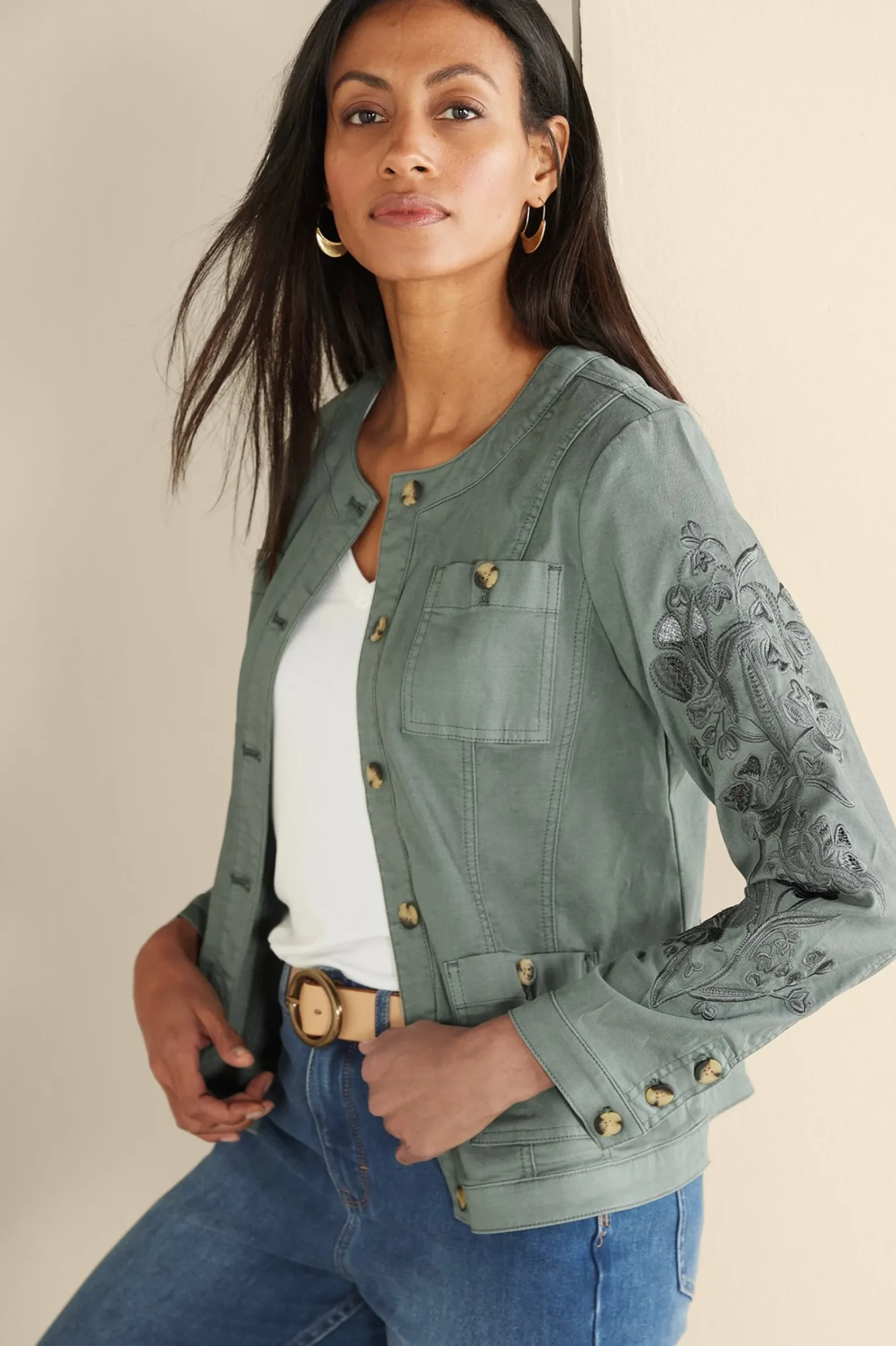 monterey_utility_jacket_5.webp Feminine Flourish | Wear Now Styles-Soft Surroundings Monterey Utility Jacket Agave Green