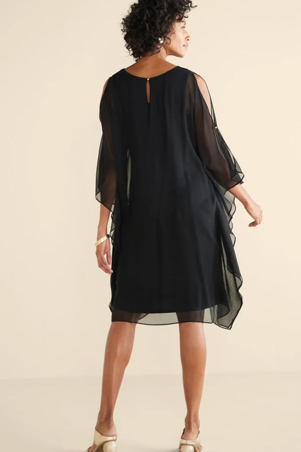 occasion dresses | solids-Soft Surroundings Morlaix Silk Dress Black