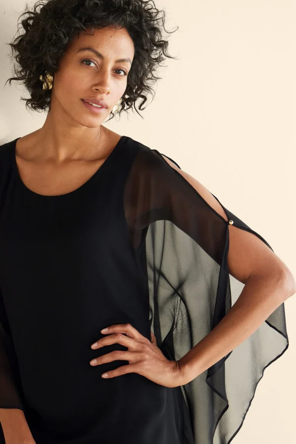 occasion dresses | solids-Soft Surroundings Morlaix Silk Dress Black