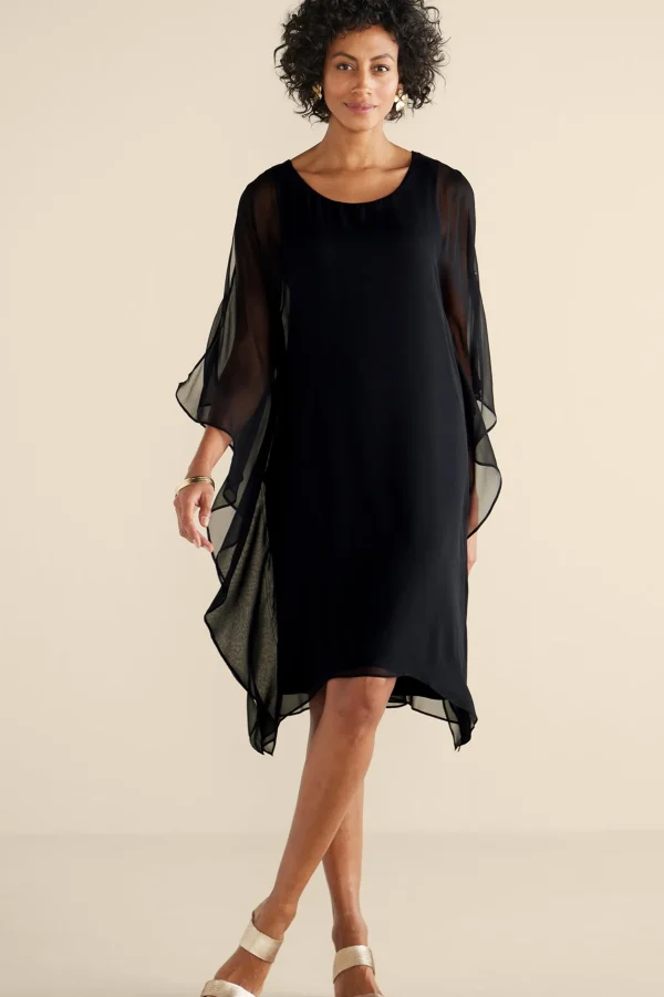 occasion dresses | solids-Soft Surroundings Morlaix Silk Dress Black