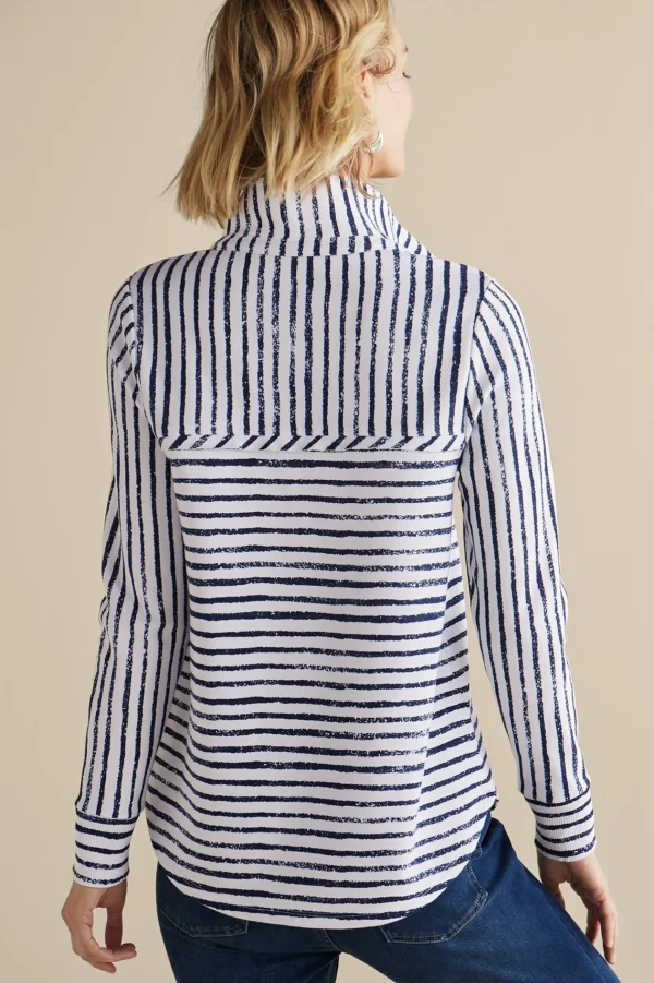 Into The Blues | Wear Now Styles-Soft Surroundings Neera French Terry Tunic Rose Violet