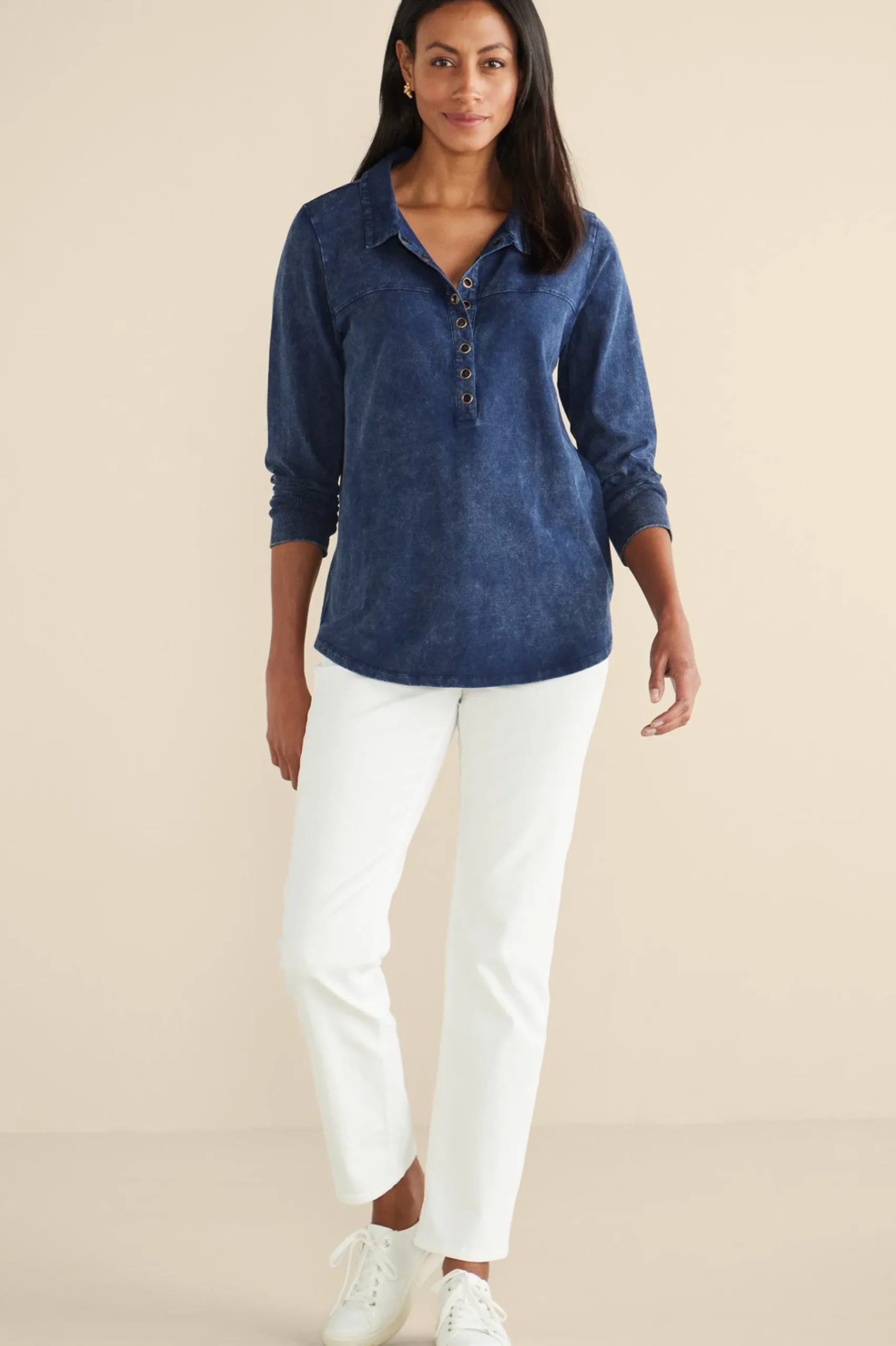 neera_washed_tunic_1.webp Into The Blues | Wear Now Styles-Soft Surroundings Neera Washed Tunic Denim Blue