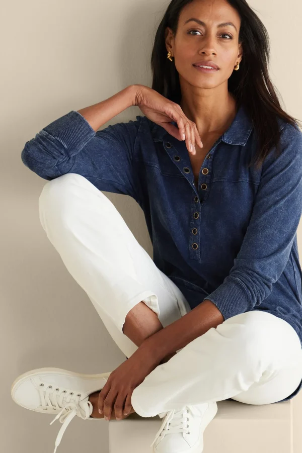 Into The Blues | Wear Now Styles-Soft Surroundings Neera Washed Tunic Denim Blue