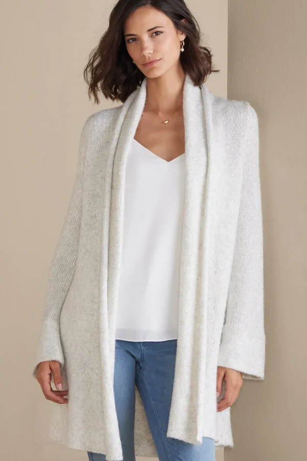 Everyday Styles | Sweaters & Cardigans-Soft Surroundings Neva Sequin Cardigan Ivory