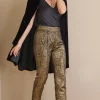 ankle | straight-Soft Surroundings Nevina Jacquard Trouser Gold Floral