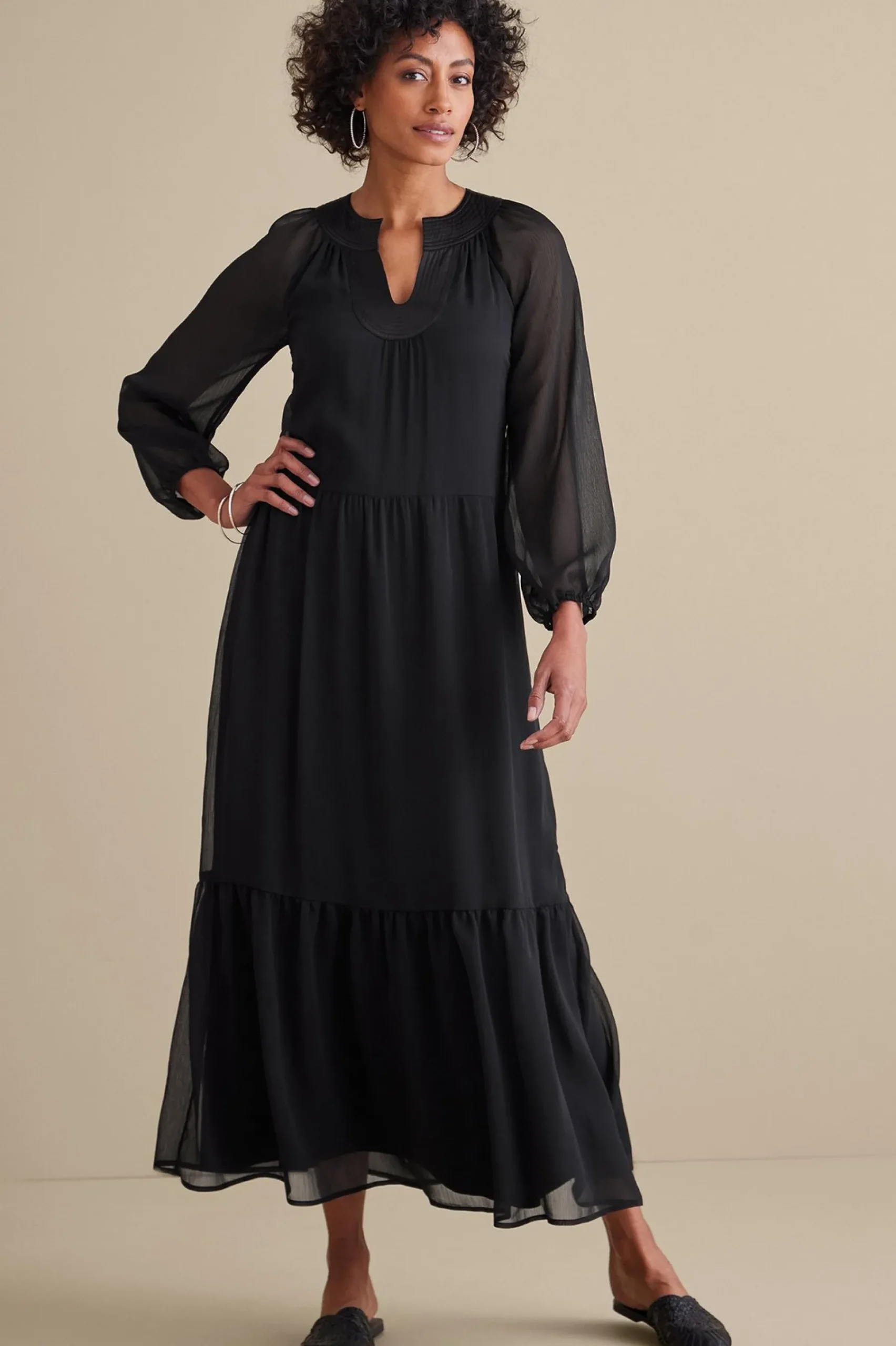 olga_dress_0.webp forever favorites | occasion dresses-Soft Surroundings Olga Dress Black