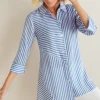 Into The Blues | Vacation Shop-Soft Surroundings On Pointe Shirt Palace Blue Stripe