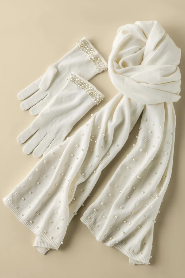 Scarves & Wraps-Soft Surroundings Perla Scarf & Glove Set White