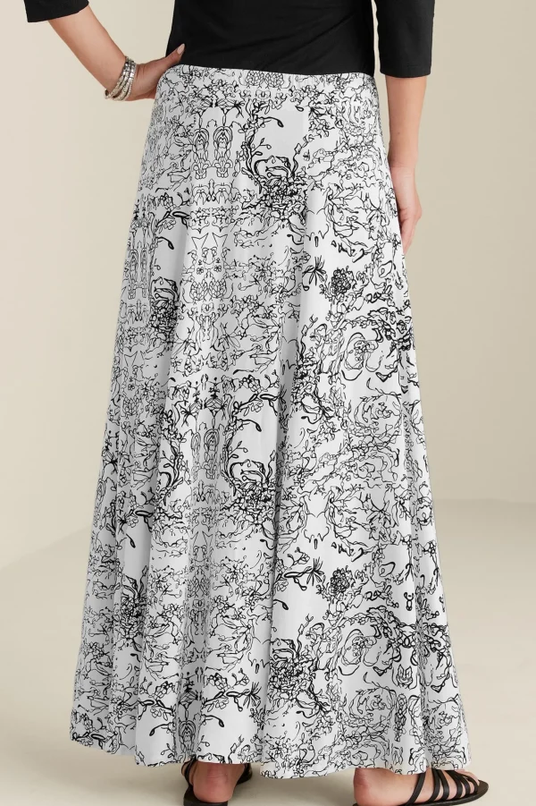 Skirts-Soft Surroundings Petites Amaranth Skirt Black White Floral