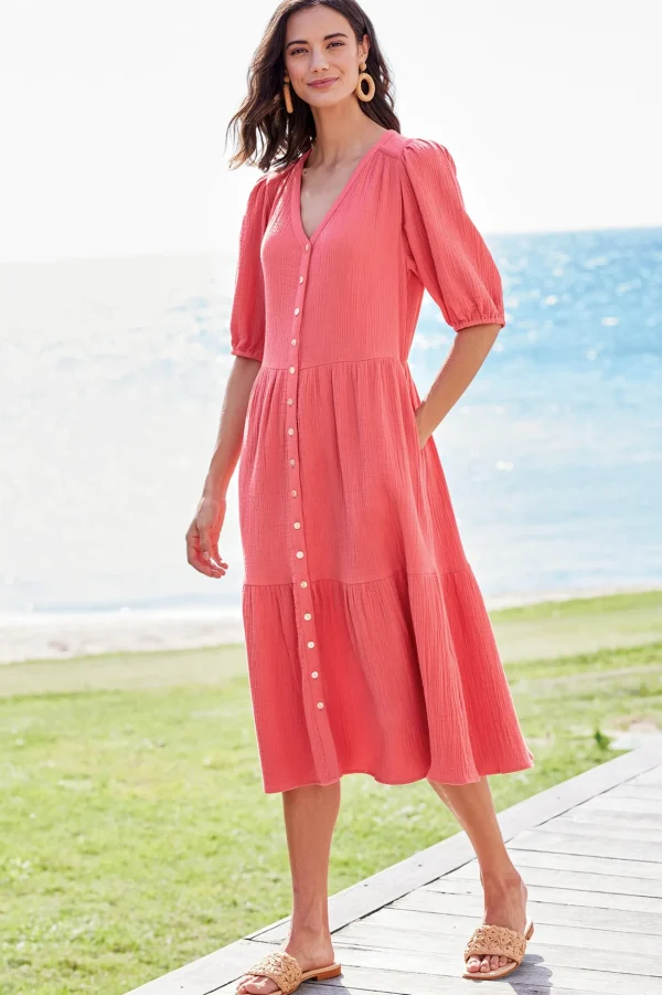 Into The Blues | The Floral Shop-Soft Surroundings Petites Arielle Gauze Midi Dress Sapphire