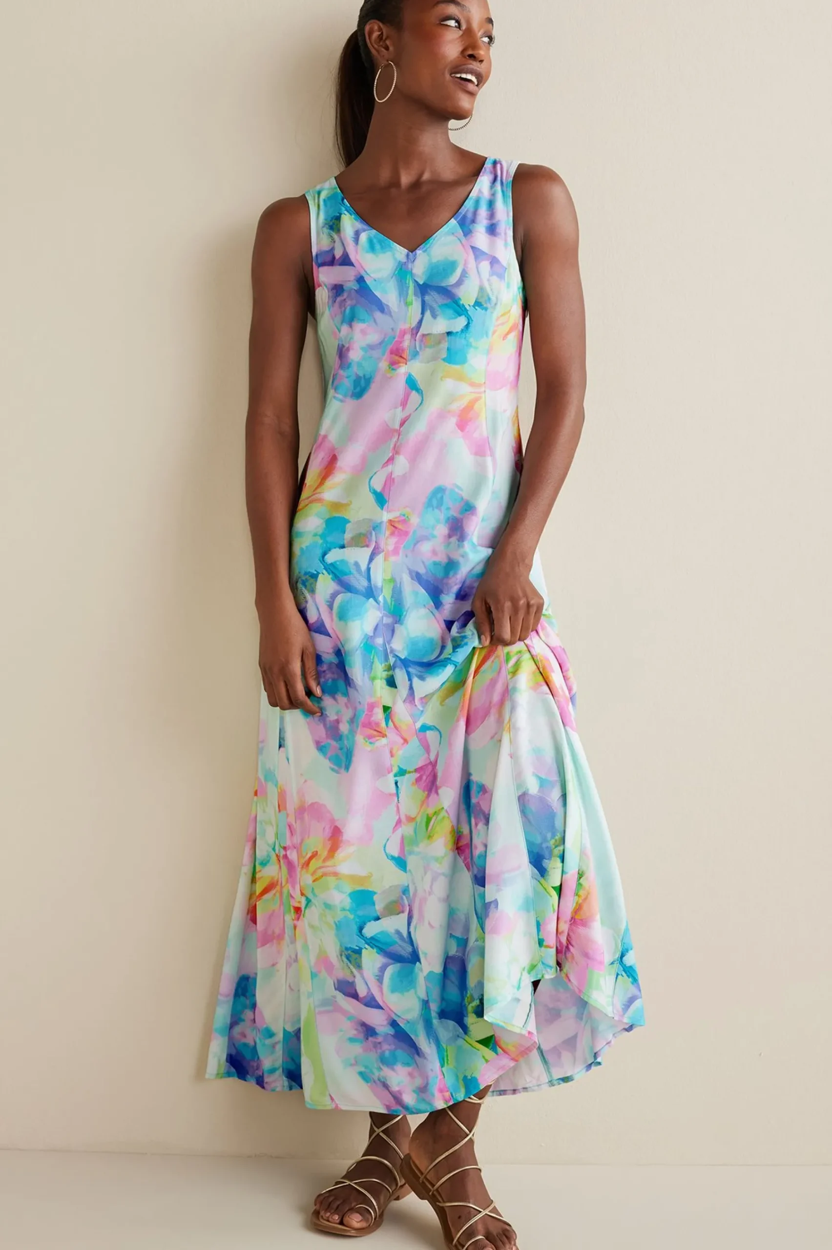 petites_brenda_maxi_dress_1.webp The Floral Shop | Dresses-Soft Surroundings Petites Brenda Maxi Dress Painterly Multi Floral