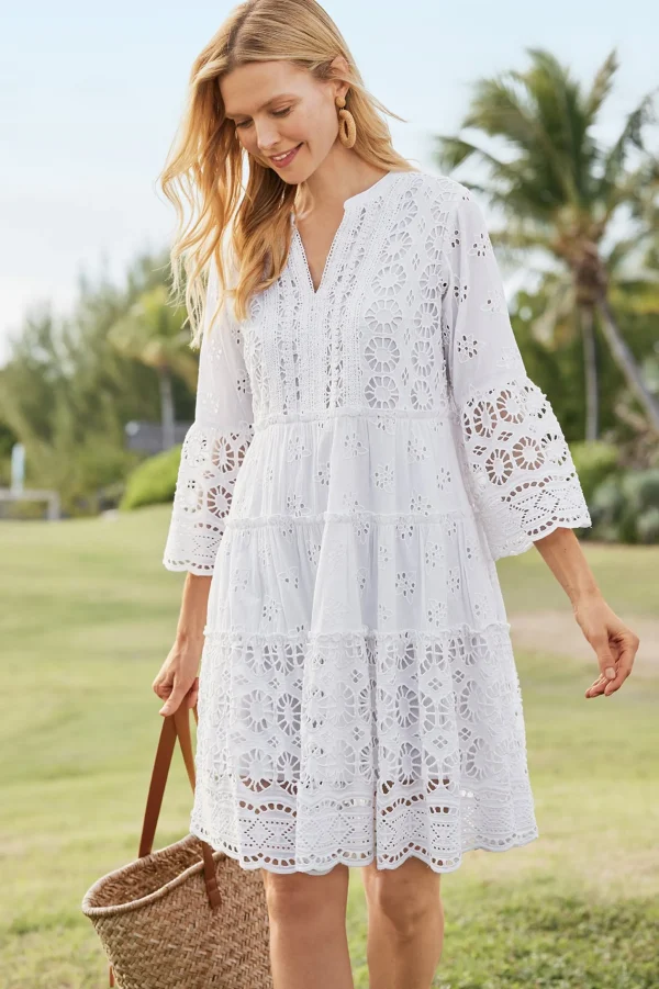 Feminine Flourish | Into The Blues-Soft Surroundings Petites Cordelia Short Dress Swedish Blue