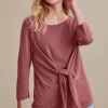 three quarter length | pullovers-Soft Surroundings Petites Corrie Top Garnet