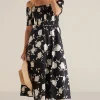 patterned | mid-length-Soft Surroundings Petites Divani Dress Black White Floral