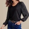 long sleeve | pullovers-Soft Surroundings Petites Emilie Top Black
