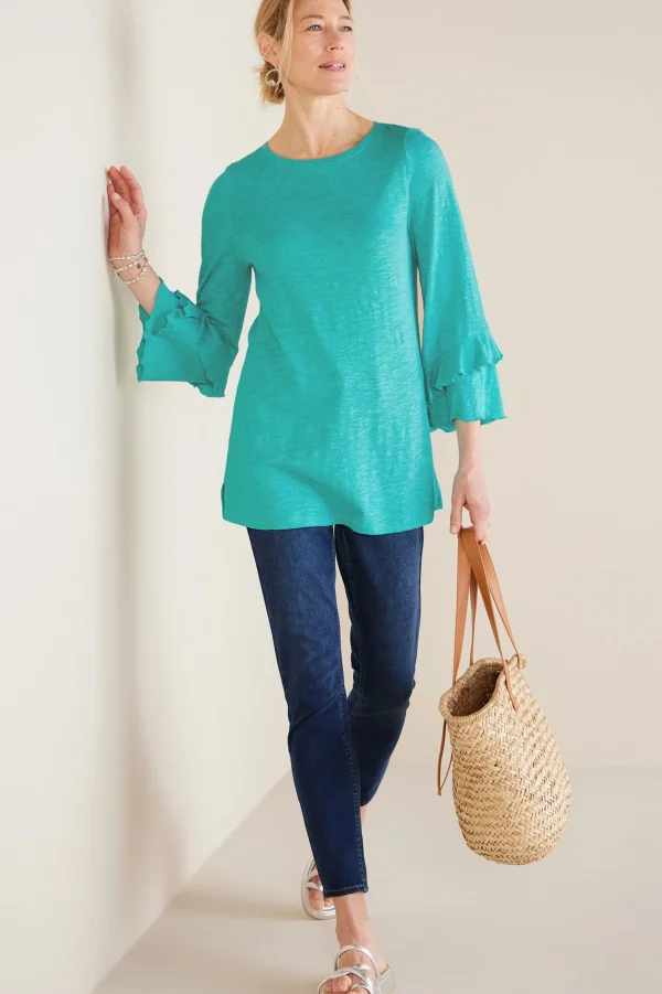 Feminine Flourish | Into The Blues-Soft Surroundings Petites Erin Linen Blend Tunic Sangria