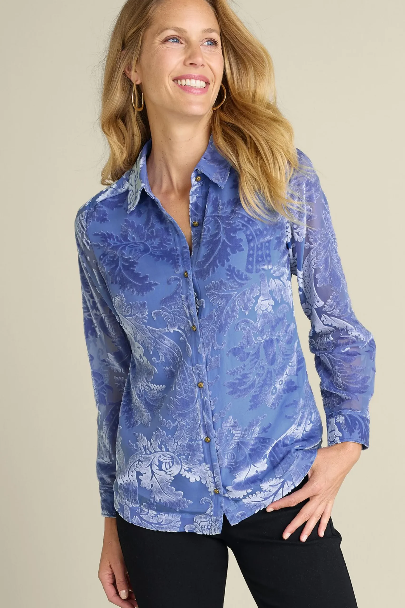 petites_floreat_velvet_sh_0.webp Feminine Flourish | Into The Blues-Soft Surroundings Petites Floreat Velvet Shirt Sapphire