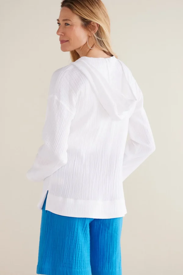 Gauze Shop-Soft Surroundings Petites Kemia Gauze Hoodie American Beauty
