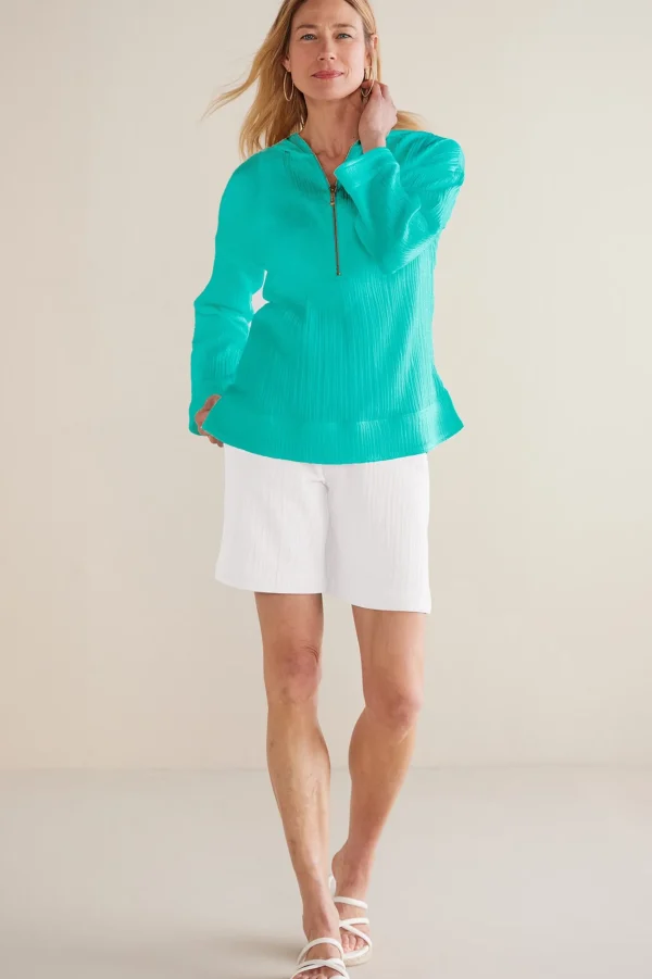 Gauze Shop-Soft Surroundings Petites Kemia Gauze Hoodie American Beauty