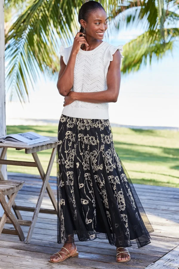Global Artistry | Skirts-Soft Surroundings Petites Leatrice Embroidered Maxi Skirt Black