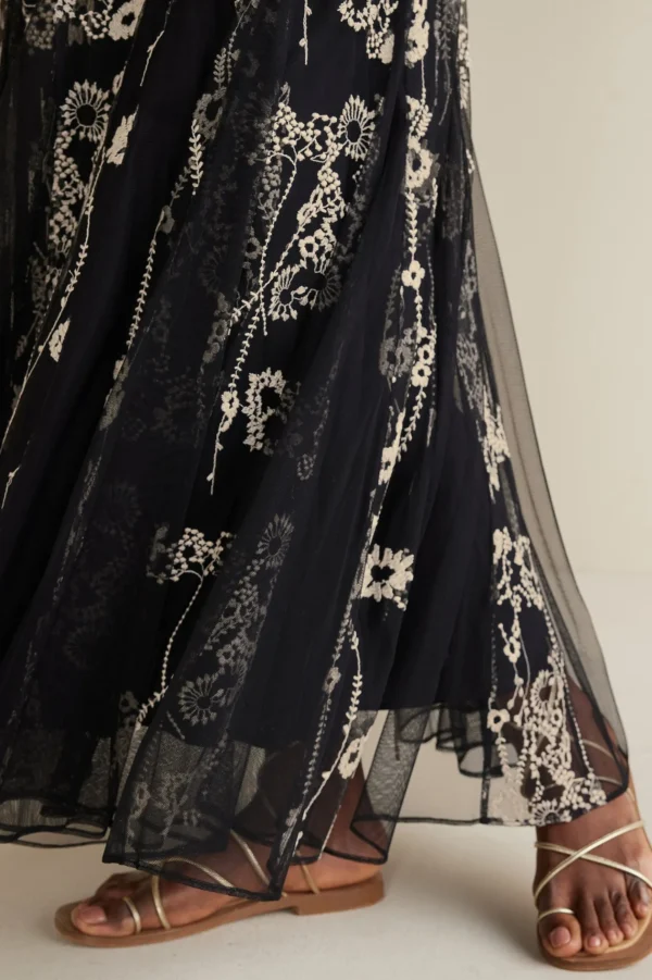 Global Artistry | Skirts-Soft Surroundings Petites Leatrice Embroidered Maxi Skirt Black