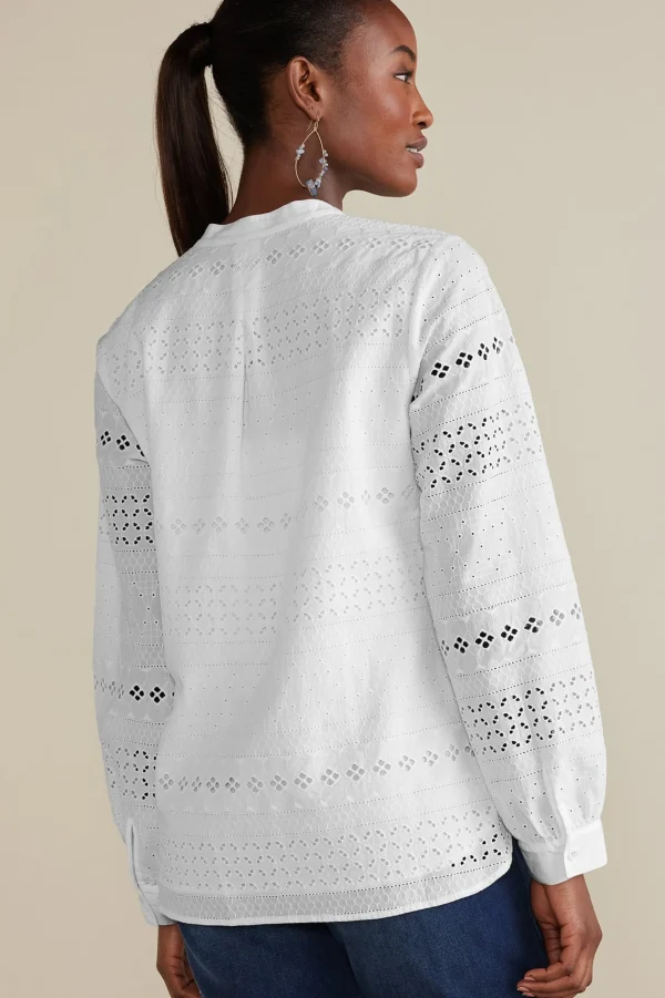 Feminine Flourish | Global Artistry-Soft Surroundings Petites Lenore Eyelet Top White
