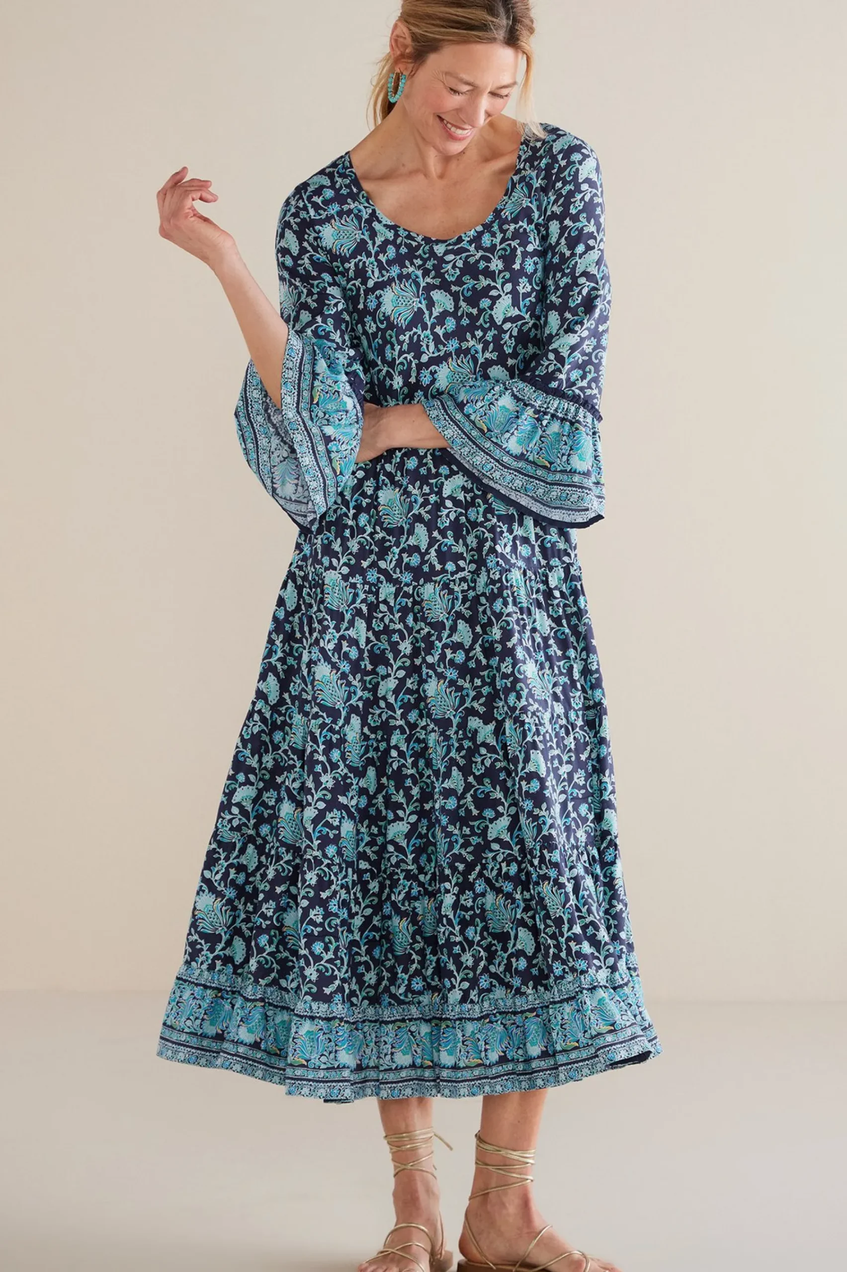 petites_lily_midi_dress_0.webp Feminine Flourish | Dresses-Soft Surroundings Petites Lily Midi Dress Maroon Sketched Botanicals